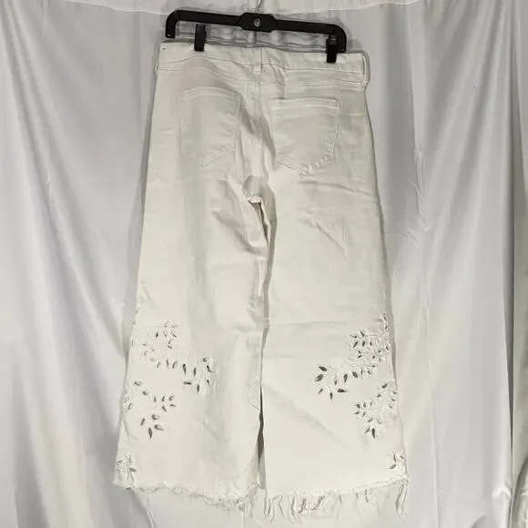 Liverpool Stride High Rise Wide Leg Crop Jeans White Eyelet 10/30 - Picture 3 of 6
